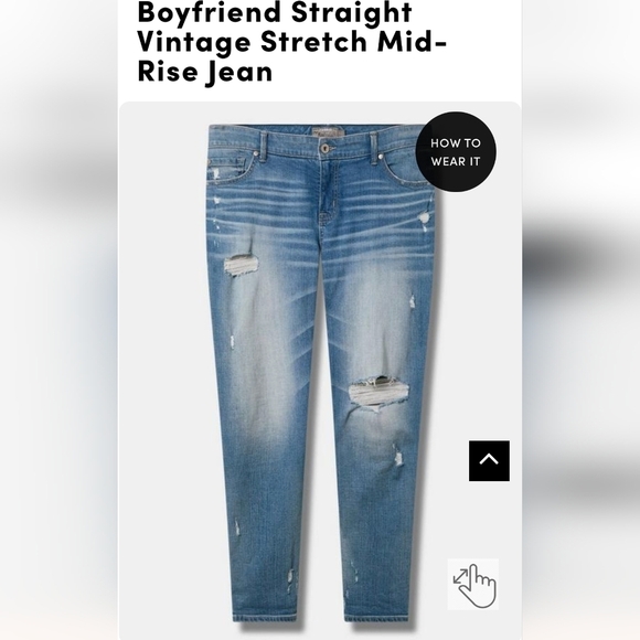 Torrid Boyfriend Straight Vintage Stretch Mid-Rise Jean plus size 26 Short - Picture 3 of 10